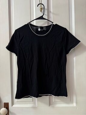 First Option Black Short Sleeve Shirt with White Trim